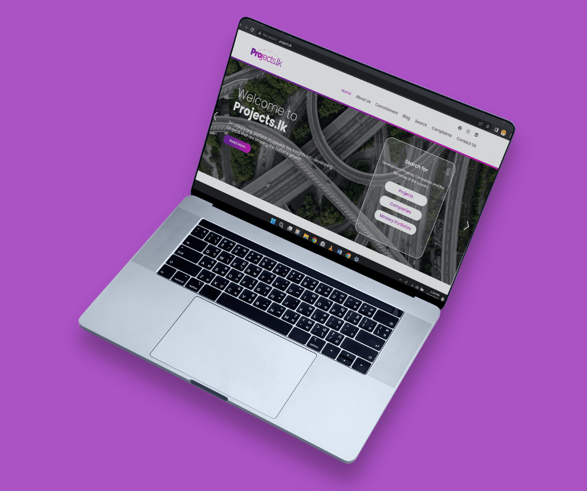 projects.lk website landing page